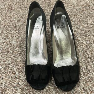 Stuart Weitzman Gigiritz Black Satin Heels